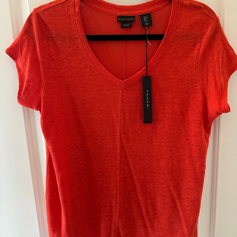 Tahari Women's Red V-Neck Top